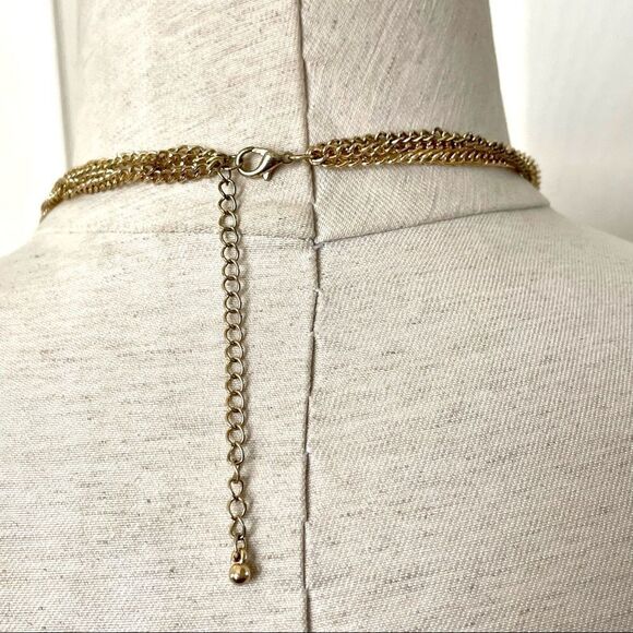 Gold tone 3 tier beaded necklace - Picture 10 of 12